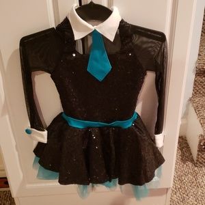 Black and turquoise jazz dance costume